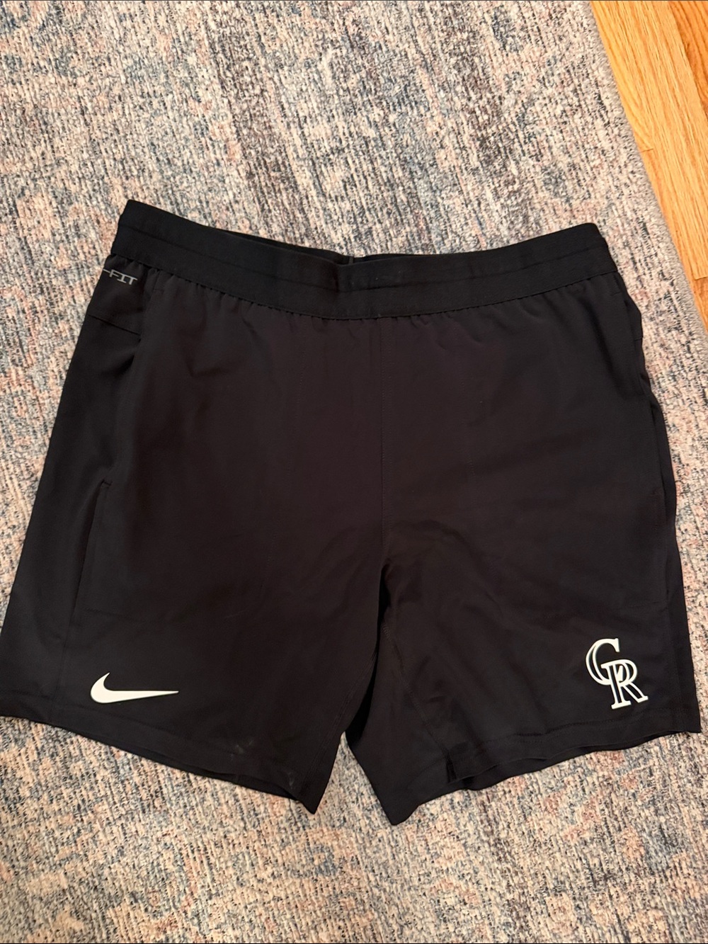 Nike Men’s Black Athletic Shorts with Colorado Rockies Logo